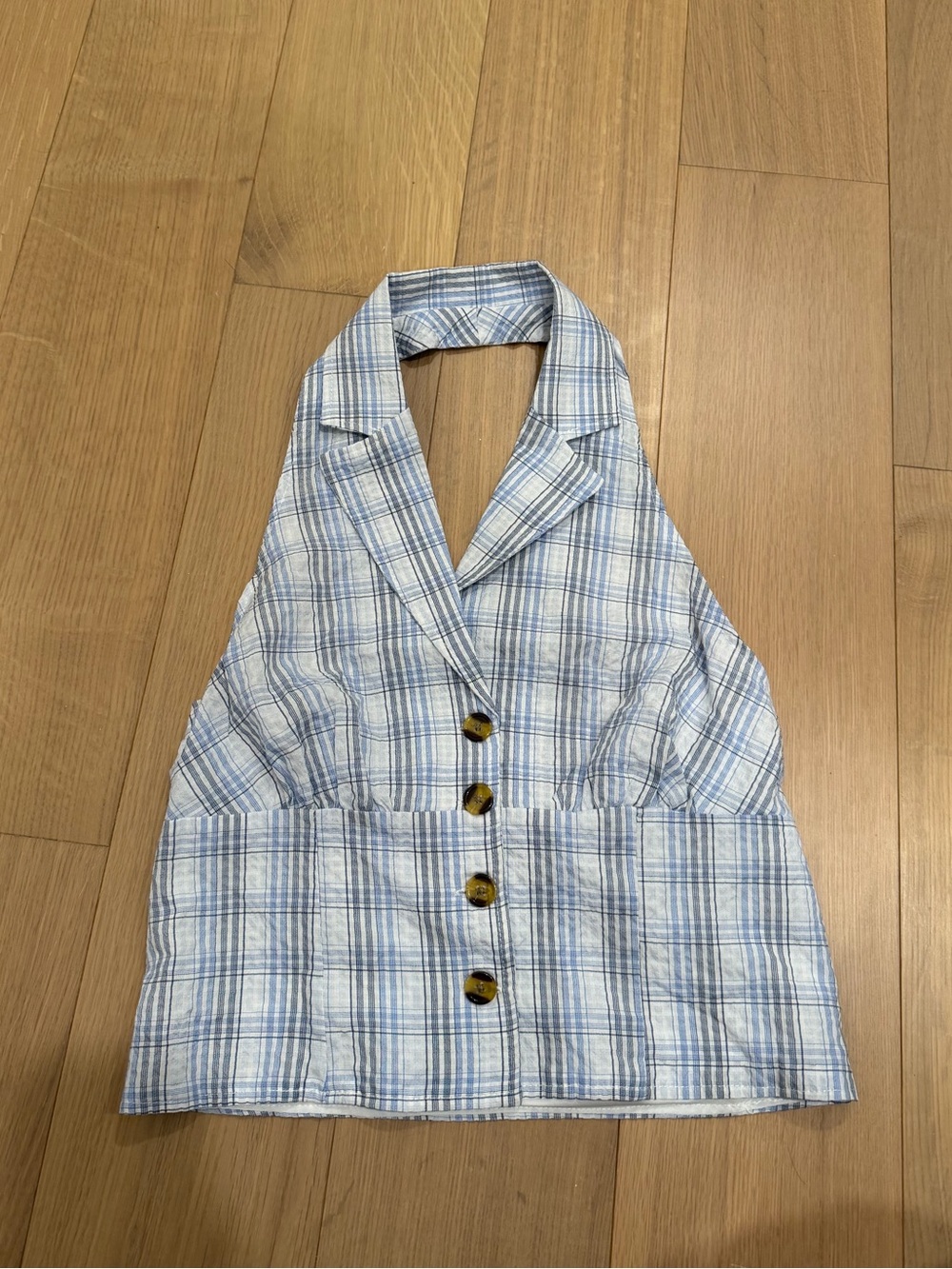 LA Hearts Blue Plaid Halter Top
